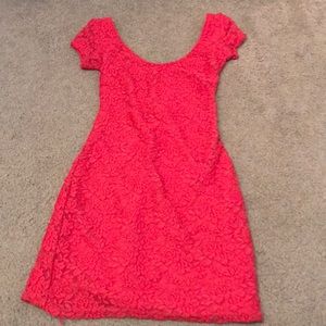 Red lace bodycon dress